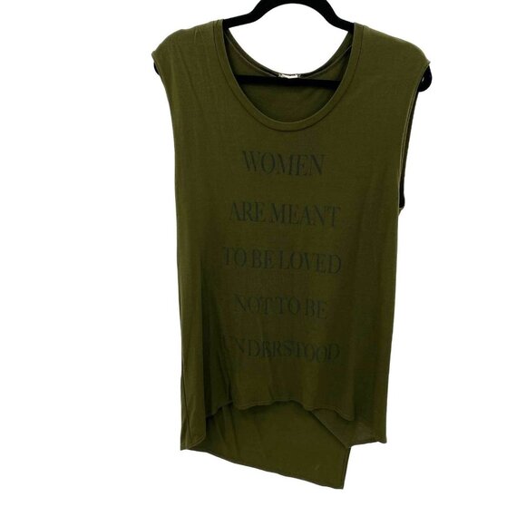 Haute Hippie T-Shirt‎ Top Womens Small Green Modal Side Slits Cap Sleeve - Picture 1 of 7